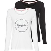 KangaROOS Langarmshirt, (Packung, 2 tlg., 2er-Pack), mit Print und unifarben von Kangaroos