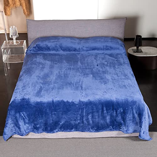 Kanguru Bed,Tagesdecke Fluffy, Fleecedecke für Doppelbett, Extra weich Mikrofaser kuscheldecke, BLAU, 230x230cm, sommerdecke, Schlafzimmer Plaid von Kanguru