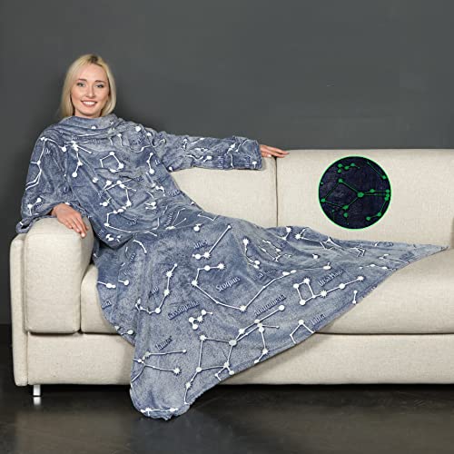 Kanguru Fleecedecke mit Ärmeln, Polyester, Constellation Glow, 140x180 cm von Kanguru