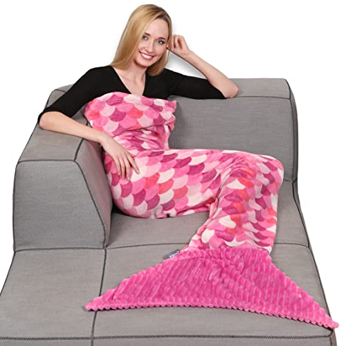 Kanguru Sirena Pink Meerjungfrau Decke, Polyester, L: 200 cm von Kanguru