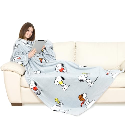 Kanguru Snoopy Decke, Polyester, GRAU MIT Aermeln, 140x180 cm von Kanguru