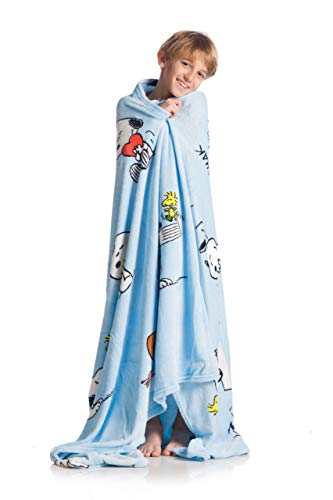Kanguru, weiche Fleecedecke, blaues Snoopy Motiv, Maße 130x170 cm, Decke ideale für Bett oder Sofa, Kinderzimmer, Fernsehen, Lernen oder Videospiele, Geschenkidee zum Geburtstag oder zu Weihnachten von Kanguru