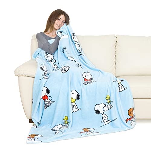 Kanguru Snoopy Decke, Polyester, HELLBLAUE Plaid, 130x170 cm von Kanguru