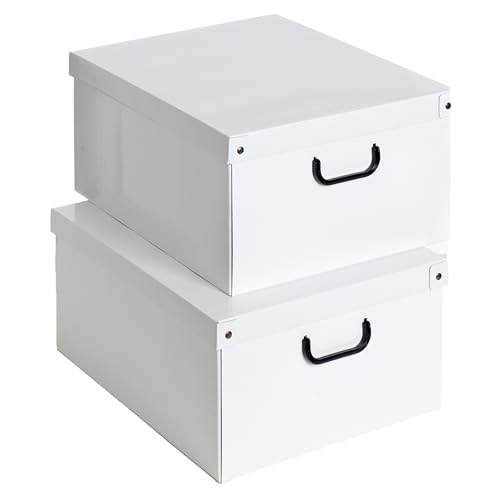 KANGURU Aufbewahrungsboxen aus Karton, Geschenkboxen aus pappe mit deckel 40x50x25cm WEISS WEISS GROSS , 2 Stück (1er Pack ) von Lavatelli