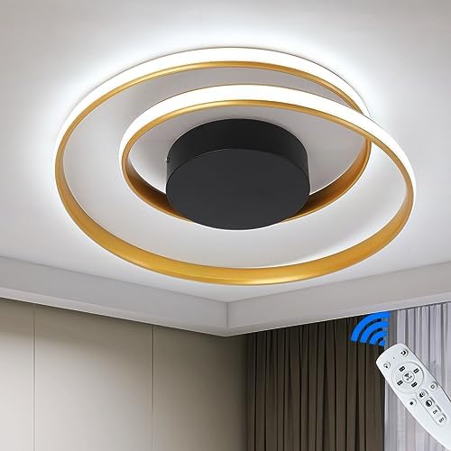 Kaniker Flush Mount Deckenleuchte mit Fernbedienung Led 18''Round Dimmbar Modernes Flurlicht mit 3 Farbtemperatur Lampe 47W für Flur Schlafzimmer Korridor Gang Küche (Gold) von Kaniker