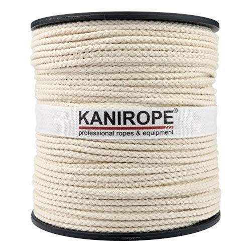 Kanirope® Baumwollseil COBRAID 2,5mm 500m Farbe Cremig Weiß 8-fach geflochten von Kanirope