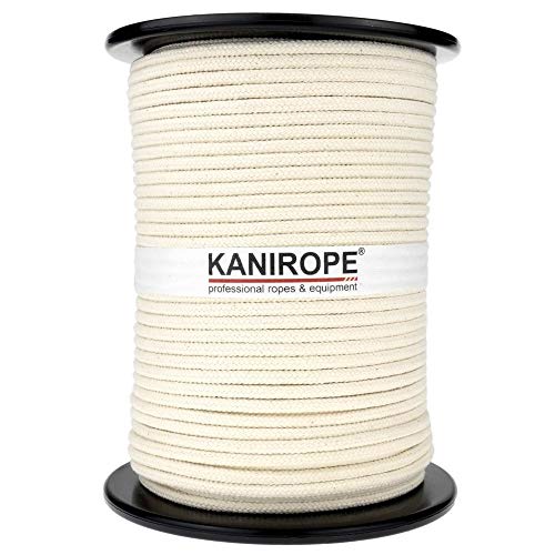 Kanirope® Baumwollseil COBRAID 5mm 100m Farbe Cremig Weiß 16-fach geflochten von Kanirope