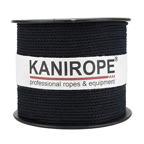 Kanirope® Baumwollseil COBRAID 1,5mm 500m Farbe Schwarz 8-fach geflochten von Kanirope