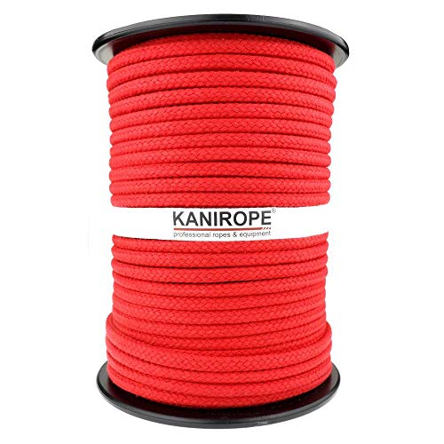 Kanirope® Baumwollseil COBRAID 5mm 100m Farbe Rot 16-fach geflochten von Kanirope