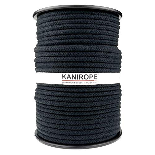Kanirope® Baumwollseil COBRAID 5mm 100m Farbe Schwarz 16-fach geflochten von Kanirope
