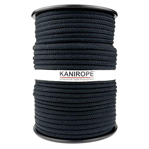 Kanirope® Baumwollseil COBRAID 6mm 100m Farbe Schwarz 16-fach geflochten von Kanirope