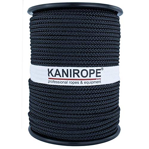 Kanirope® Polyesterseil Seil Polyester POLYBRAID 4mm 100m Schwarz 8-fach geflochten von Kanirope