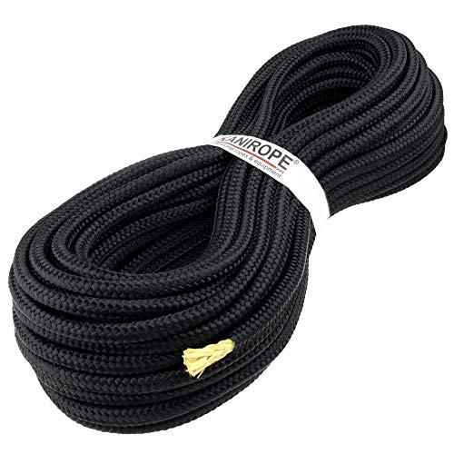 Kanirope® Polyesterseil mit Aramidkern Kevlarseil Seil PARABRAID 10mm 20m Schwarz geflochten von Kanirope