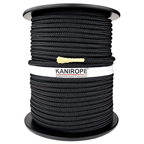 Kanirope® Polyesterseil mit Aramidkern Kevlarseil Seil PARABRAID 8mm 100m Schwarz geflochten von Kanirope