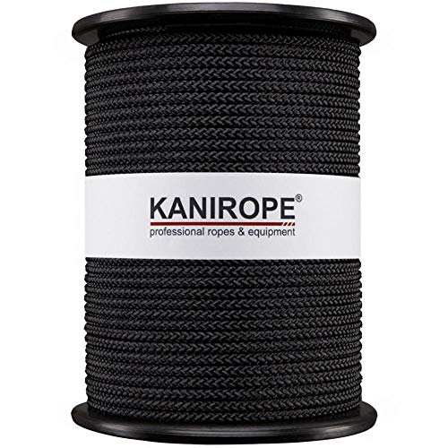 Kanirope® Spezialseil B1 ø4mm 100m Schwarz 8-fach geflochten schwer entflammbar von Kanirope