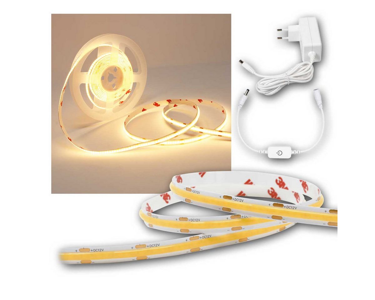 Kanlux LED-Leuchtmittel 3m COB LED Stripe Set mit Dimmer & Netzteil, warmw, warmweiß Kanlux LED-Leuchtmittel 3m COB LED Stripe Set mit Dimmer & Netzteil, warmw, warmweiß von Kanlux