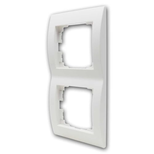 LOGI 2-fach Rahmen 81x152x10mm für Steckdosen, Schalter und Anschlussdosen, Abdeckrahmen, für Längsmontage, weiß glänzend von Kanlux