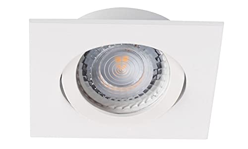 Top! Deckeneinbauleuchte DALLA Aluminium weiß Deckenspotleuchte Deckenleuchte eckig, Fassung GU5.3 MR16, schwenkbar um 30°, Deckeneinbau Montage, IP20, 12V, max. 50W Spot / Downlight von Kanlux