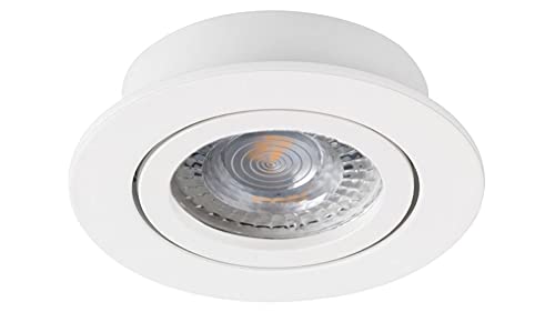 Top! Deckeneinbauleuchte DALLA Aluminium weiß Deckenspotleuchte Deckenleuchte rund, Fassung GU5.3 MR16, schwenkbar um 30°, Deckeneinbau Montage, IP20, 12V, max. 50W Spot / Downlight von Kanlux