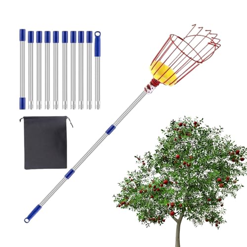 Kanoauo Obstpflücker Stab | 4 M Ausziehbarer Obstpflücker Für Bäume - Tragbares Pflückwerkzeug Für Orange Zitrone Pfirsich Birne Granatapfel Avocado Plantage von Kanoauo