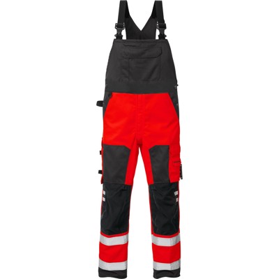 Warnschutz-Latzhose 1015 PLU, warnrot/schwarz, Größe C54 von Kansas