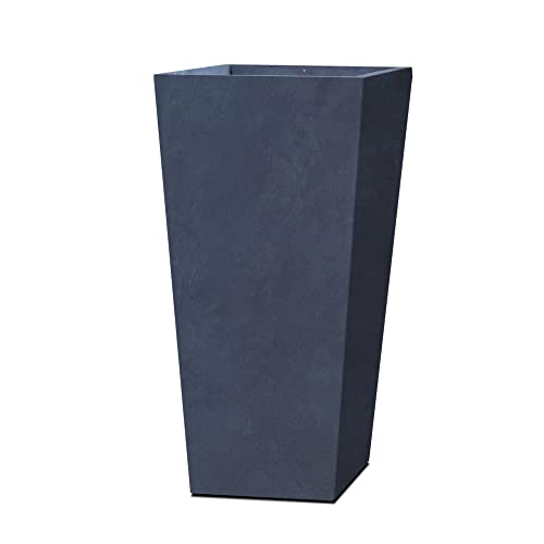 Kante Beton-Übertopf mit Ablaufloch und Gummistopfen, 62 cm hoch, konisch, groß, für drinnen und draußen, Dunkelgrau von Kante