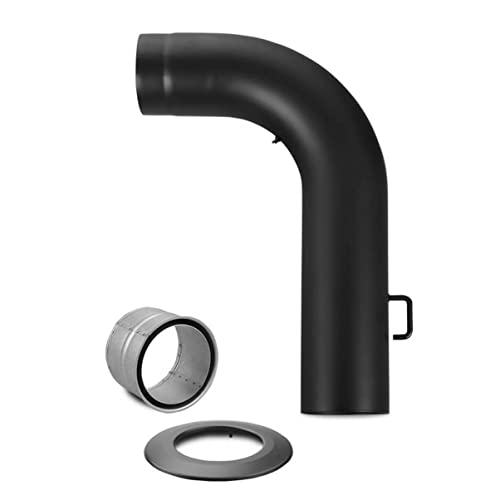Ofenrohrset gezogen Ø 150mm - Rauchrohrset in Schwarz - Kaminrohrset mit Rosette & Wandfutter von Kanuk