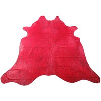 Roter Rindslederteppich, Devore Rotes Rindsleder, Gefärbter Roter Säuregewaschener Rindslederteppich - Größe 2 X M # C-1381 von Kanukhides