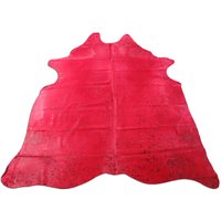 Roter Rindslederteppich, Devore Rotes Rindsleder, Gefärbter Roter Säuregewaschener Rindslederteppich - Größe 200 X 160 cm # C-1382 von Kanukhides