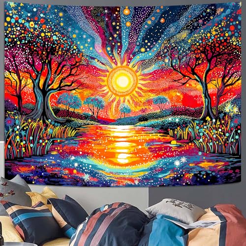 Kanuyee Abstrakter Wandteppich mit Sonnenaufgang und Berg, lebendige Himmelslandschaft, Wandteppiche für Wanddekoration, bunter Wandteppich, 203 x 152 cm Kanuyee Abstrakter Wandteppich mit Sonnenaufgang und Berg, lebendige Himmelslandschaft, Wandteppiche für Wanddekoration, bunter Wandteppich, 203 x 152 cm von Kanuyee