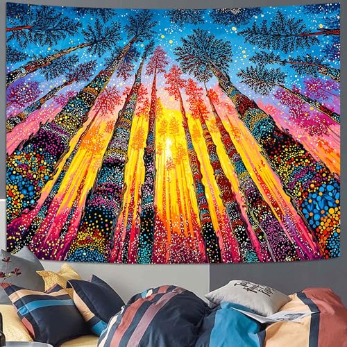 Kanuyee Wandteppich mit buntem Wald-Sonnenuntergang, lebendige Waldlandschaft, Wandteppiche für Raumdekoration, künstlerischer Wandteppich, 152,4 x 111,8 cm Kanuyee Wandteppich mit buntem Wald-Sonnenuntergang, lebendige Waldlandschaft, Wandteppiche für Raumdekoration, künstlerischer Wandteppich, 152,4 x 111,8 cm von Kanuyee