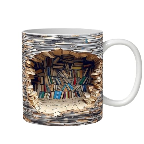 Kanylavy 3D-Bücherregal-Tasse, Bibliotheksregal, Weltraum-Design, Multi-Keramikbecher, Tasse, C von Kanylavy