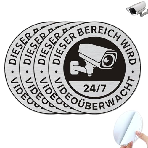 4 Stück Alu Schild Videoüberwachung, mit Klebepad, Achtung Videoüberwachung für Privatgrundstück, Schild Videoüberwachung Privatgrundstück von KaoKaoHung
