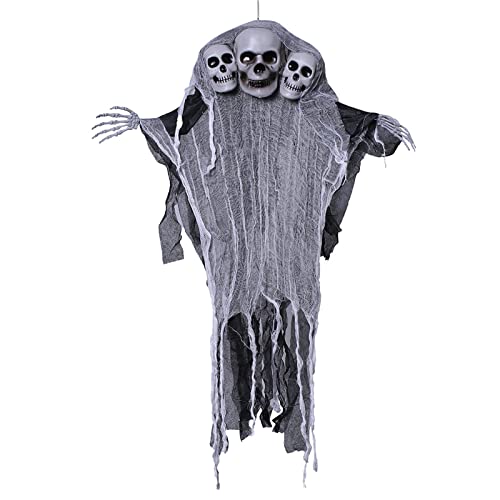 Halloween-Dekorationen zum Aufhängen, 91 cm, 3-köpfiges Skelett für Haus, Hof, Garten und Urlaub, Party-Dekoration, Halloween-Dekorationen zum Aufhängen von Kaohxzklcn