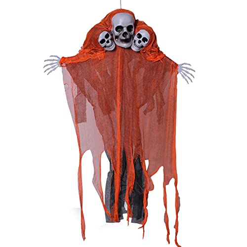 Halloween-Dekorationen zum Aufhängen, 91 cm, 3-köpfiges Skelett für Haus, Hof, Garten und Urlaub, Party-Dekoration, Halloween-Dekorationen zum Aufhängen von Kaohxzklcn