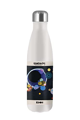 Kaos - Thermosflasche Thermosflasche 500 ml - Edelstahl - doppelwandig für heiße und kalte Getränke - Flasche mit künstlerischem Thema Kandinskij einige Kreise von Kaos