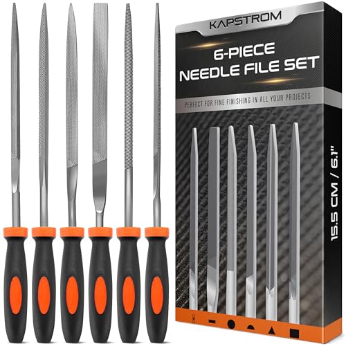 KapStrom 6-pc Needle File Set for Wood, Metal, Plastic & Jewelry, Includes Small Round, Half-Round, Square, Triangle, Flat & Flat Pointed Files, Handy Tools for Fine Finishing w/Ergonomic Handles KapStrom 6-pc Needle File Set for Wood, Metal, Plastic & Jewelry, Includes Small Round, Half-Round, Square, Triangle, Flat & Flat Pointed Files, Handy Tools for Fine Finishing w/Ergonomic Handles von KapStrom