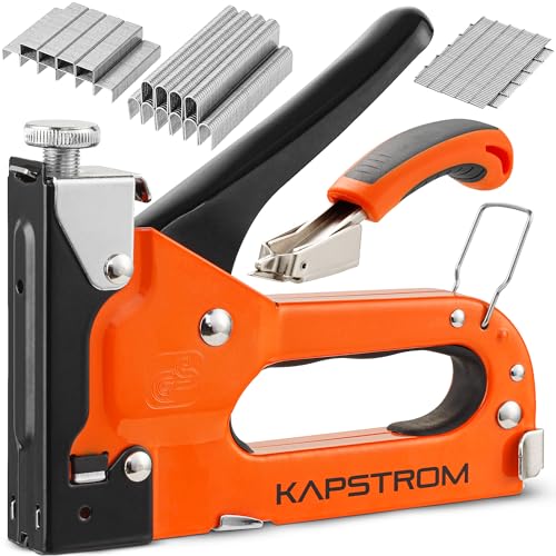 KapStrom Premium 5-in-1-Heftpistolen-Set, robuster Handtacker mit Präzisions-Heftklammerentferner und 1500 Heftklammern für Holzbearbeitung, Polsterung und Handwerk von Kapstrom