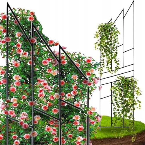 Kapaga - Rankgitter 200 cm - Rankhilfe Garten - Staudenhalter - Blumenhalter - Rankengewächs Pflanzenstütze - Blumenstütze - Staudenstütze - Rankhilfe Strauchhalter - (Schwarz) von KPGA KAPAGA HOME & GARDEN