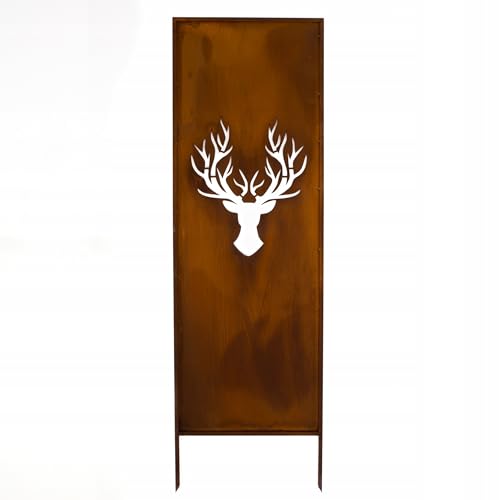 Kapaga - Sichtschutz Metall - 160 cm x 50 cm - Edelrost - Rostoptik Sichtschutz für Garten - Sichtschutzelement - Sichtschutzwand - Gartendekoration Zaun - Rost (Hirsche) von KPGA KAPAGA HOME & GARDEN