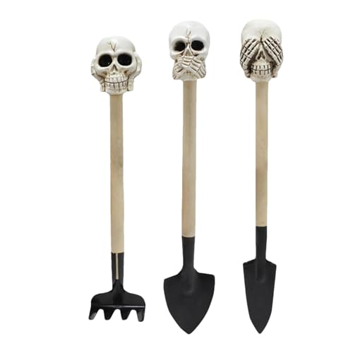 Werkzeuge für Zimmerpflanzen,Garten-Handwerkzeug-Set | Gothic Skull 3-teiliges Gartenwerkzeug-Set | Sukkulenten-Werkzeuge mit rutschfestem Griff, tragbares Gartenwerkzeug-Set für Zimmerpflanzen-Bonsai von Kapaunn