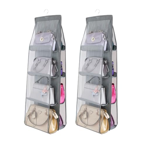 Packung mit 2 Damen-Handtaschen-Organizern – Hängeschrank-Organizer zur Aufbewahrung von Taschen – nützlich zum Sortieren von Kleidung, Bettwäsche, Handtüchern und Schuhen – faltbares Design mit 8 von Kapavela