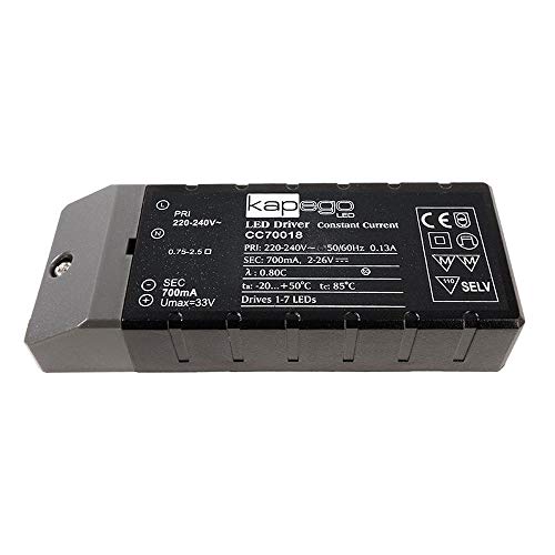 KapegoLED Netzgerät, CC70018, stromkonstant, 220-240 V AC/50-60 Hz, 2-26 V DC, 700 mA, 18,00 W 180514 KapegoLED Netzgerät, CC70018, stromkonstant, 220-240 V AC/50-60 Hz, 2-26 V DC, 700 mA, 18,00 W 180514 von KapegoLED
