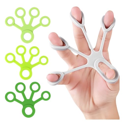 Elastische Silikon-Fingerstrecker – 4er-Pack weiche Finger-Übungsbänder, Handverlängerung, Stärkungsausrüstung für Gitarristen und Pianisten, sportliches grünes Thema von Kapmore
