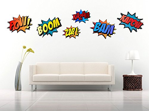 Wandaufkleber / Wandaufkleber, Motiv: Superhelden-Comic-Worte, Retro-Kapow, Boom, Zap Bam, mittelgroß, 70 cm hoch von Kapowboom Graphics