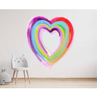 Aquarell Regenbogen Herz Wandsticker Aufkleber von Kapowboomgraphics