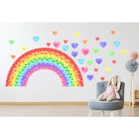 Pastell Regenbogen Der Herzen Wandsticker Aufkleber von Kapowboomgraphics