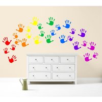 Regenbogen Handabdrücke Wand Kunst Sticker Kit Aufkleber Wandbild Grafik Kinderzimmer Bunt Bunt von Kapowboomgraphics