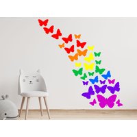Regenbogen Schmetterlinge Wandsticker Kit Kinderzimmer Aufkleber Auto Kunst Vinyl 2 Größen Bunt Helles Wandbild von Kapowboomgraphics