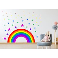 Regenbogen & Sterne Wandsticker Kit Kinderzimmer Aufkleber Auto Kunst Vinyl 2 Größen Bunt Helles Wandbild von Kapowboomgraphics